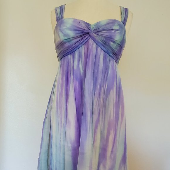 NEW Blue Purple white gray Short silk cocktail Dress bridesmaid party prom beach